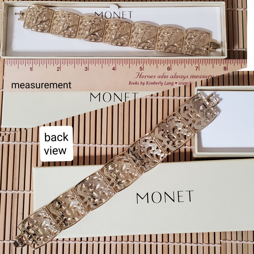 Vintage Monet Bracelet Gold Link NIB 90s 📦 - Picture 2 of 6